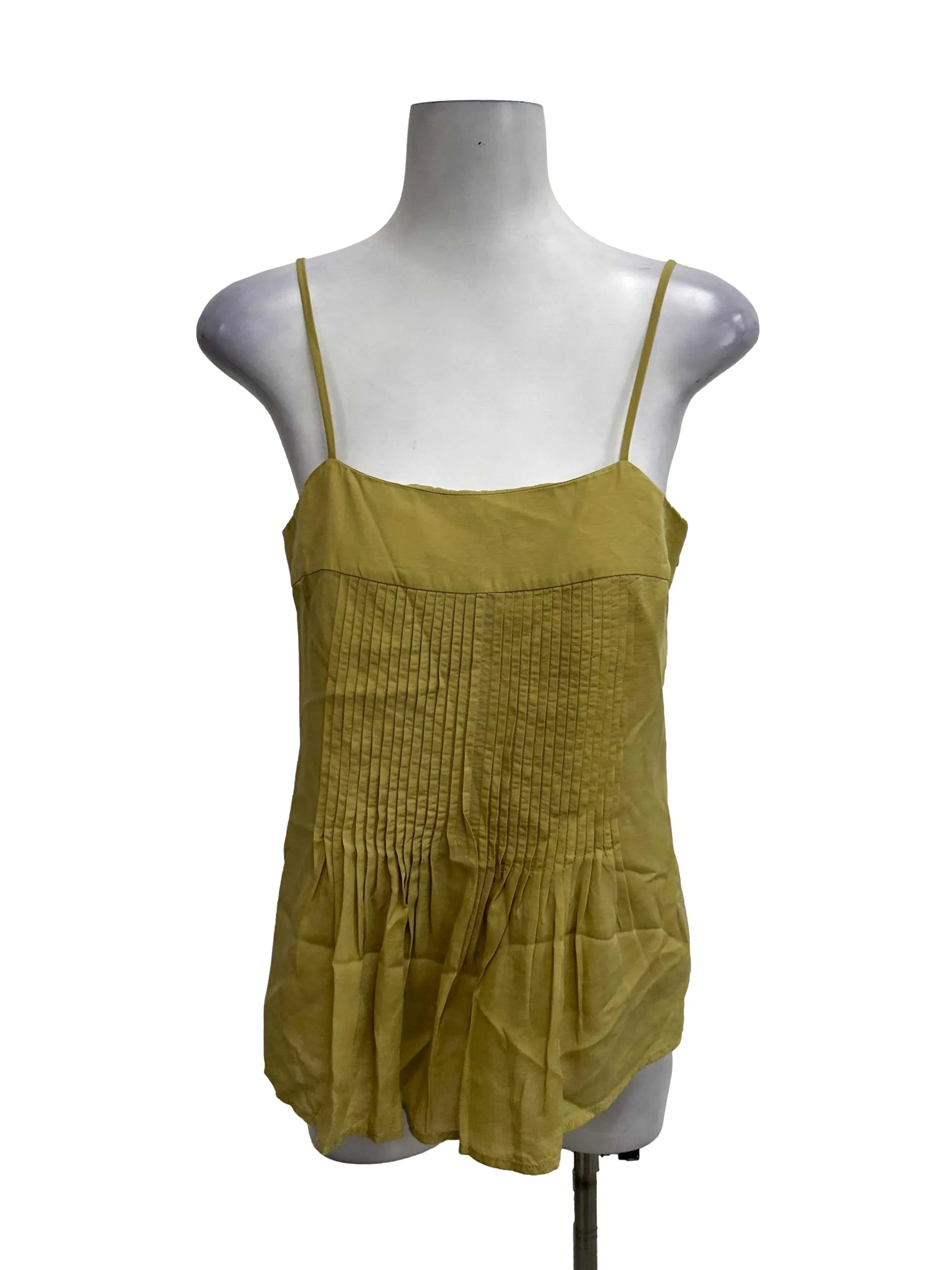 Olive Green Front Pleated Cami Top OSN