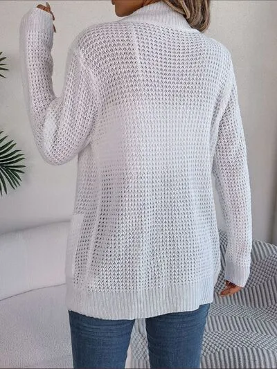 Open Front Ribbed Long Sleeve Cardigan with Pockets (5 Colors)