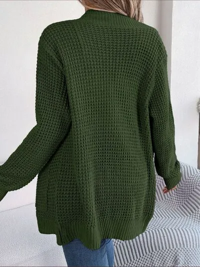Open Front Ribbed Long Sleeve Cardigan with Pockets (5 Colors)