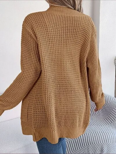 Open Front Ribbed Long Sleeve Cardigan with Pockets (5 Colors)