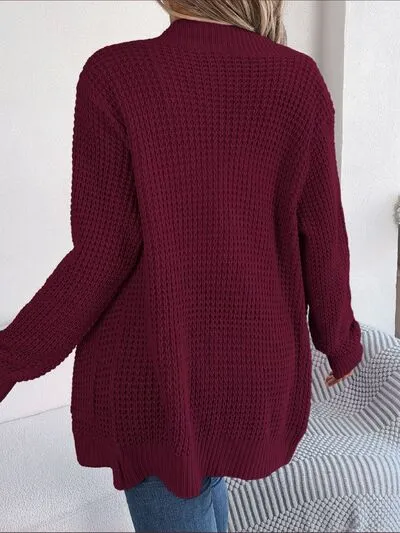 Open Front Ribbed Long Sleeve Cardigan with Pockets (5 Colors)