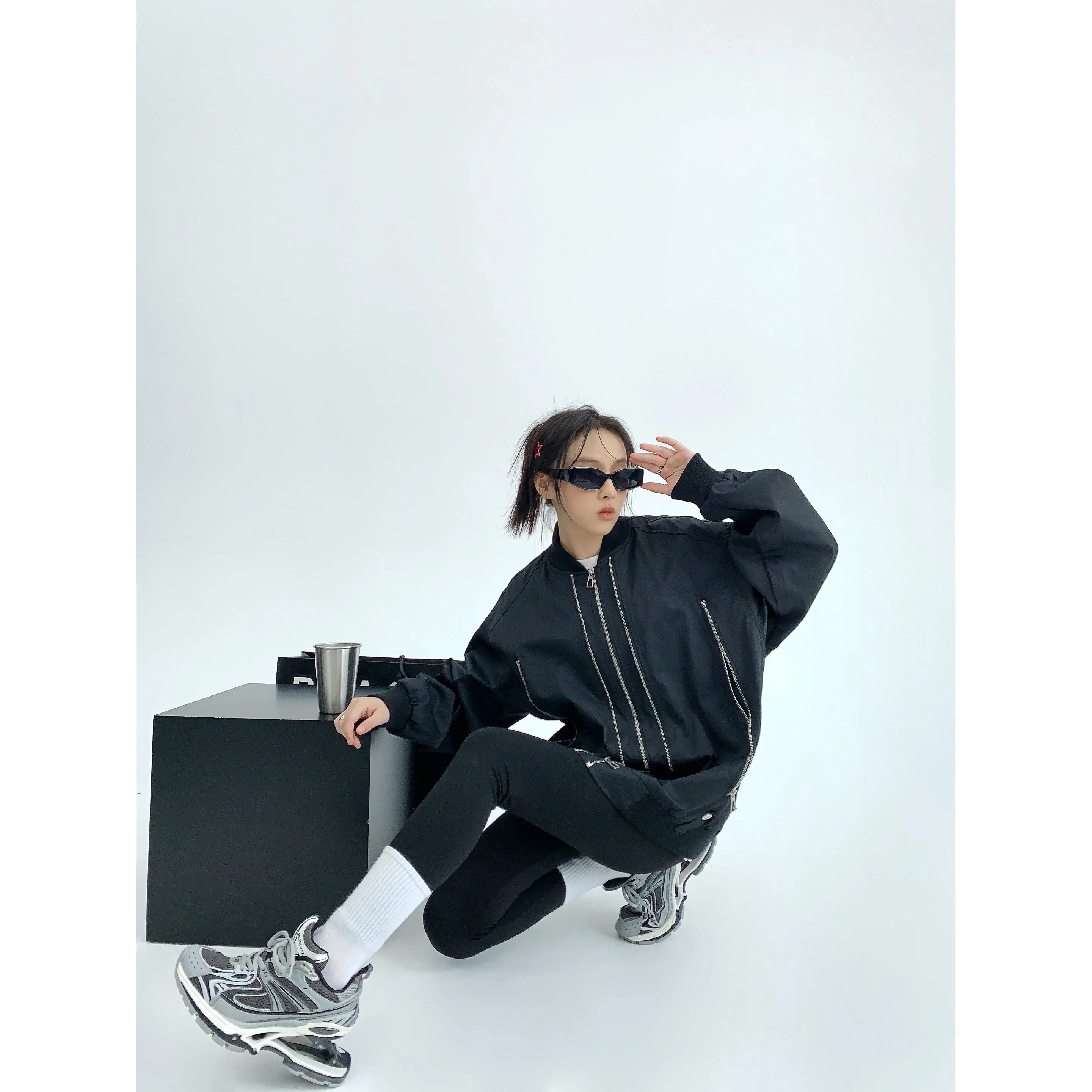 Oversized Zip-Up Bomber Jacket
