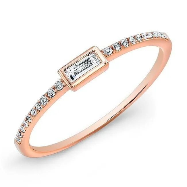 Pave and Baguette Diamond Stacker