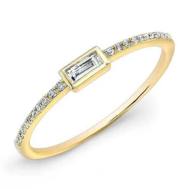 Pave and Baguette Diamond Stacker