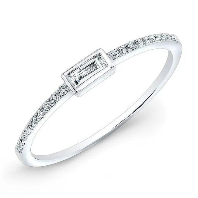 Pave and Baguette Diamond Stacker