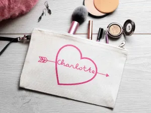 Personalised Makeup Bag, Love Heart