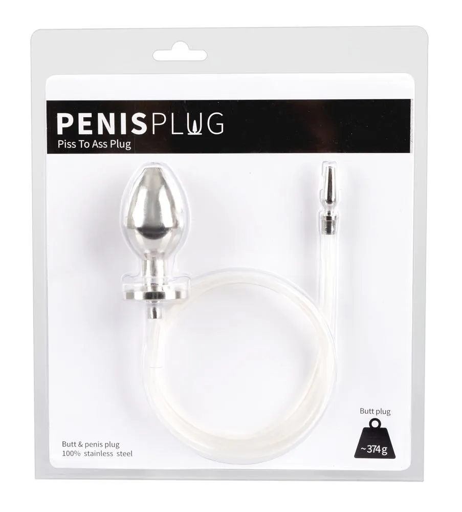 Piss to Ass Plug - Stainless Steel Butt Plug with Urethral Connection