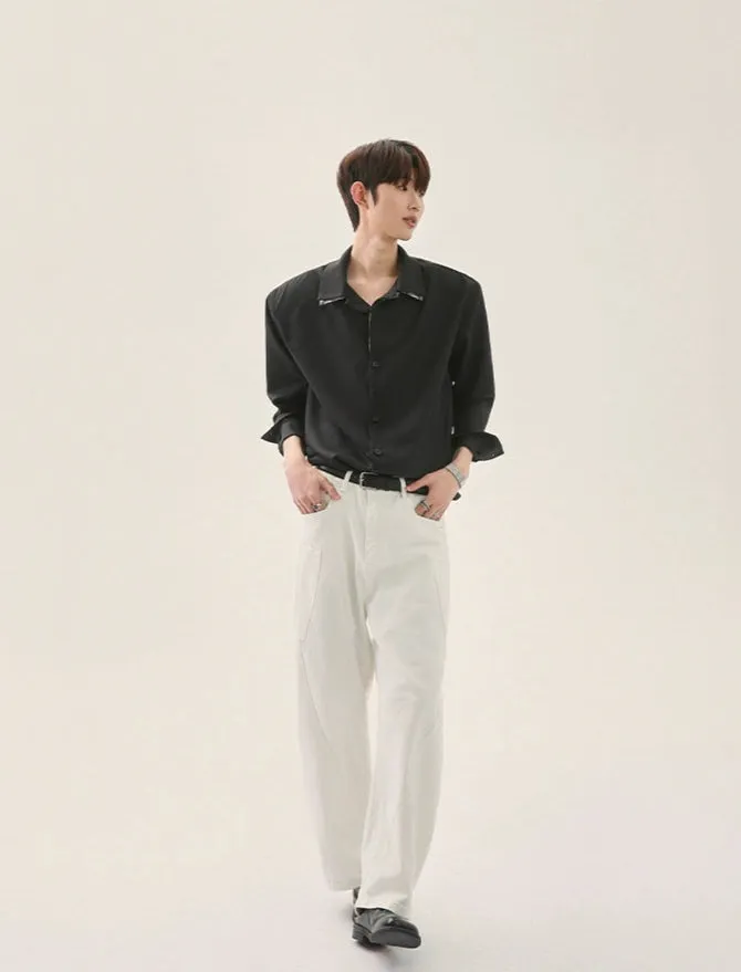 Plaid Collar Double-Layer Shirt