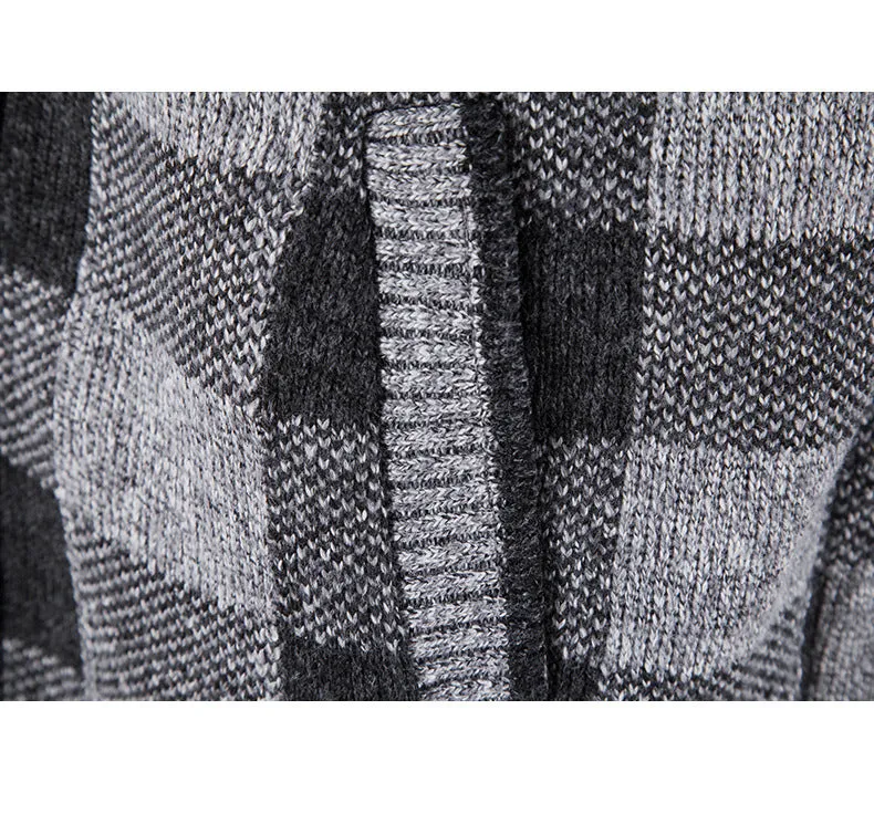 Plaid Zip Up Hooded Sweater