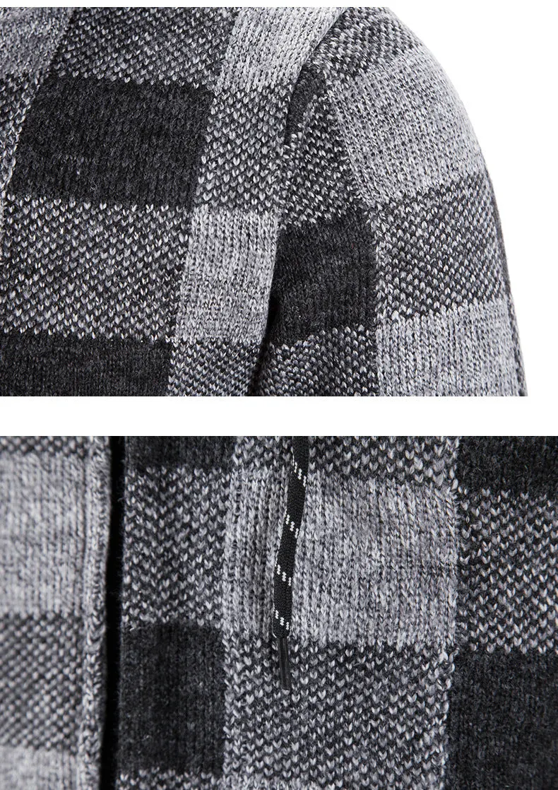Plaid Zip Up Hooded Sweater