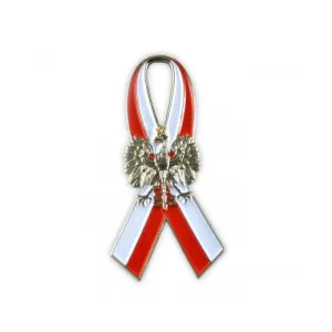 Polish Eagle on Poland Flag Ribbon - Lapel Pin