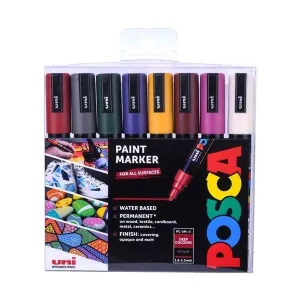 Posca PC - 5M Medium Bullet Tip - Wallet of 8 Heritage Deep Colours