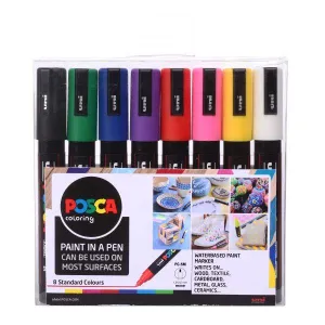 Posca PC - 5M Medium Bullet Tip - Wallet of 8 Standard Colours