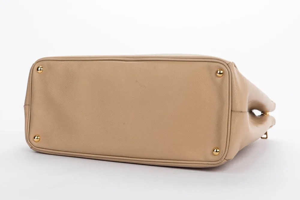 Prada BN1802 Saffiano Lux Hand Bag, Sabbia Light Cafe Color, with Dust Cover