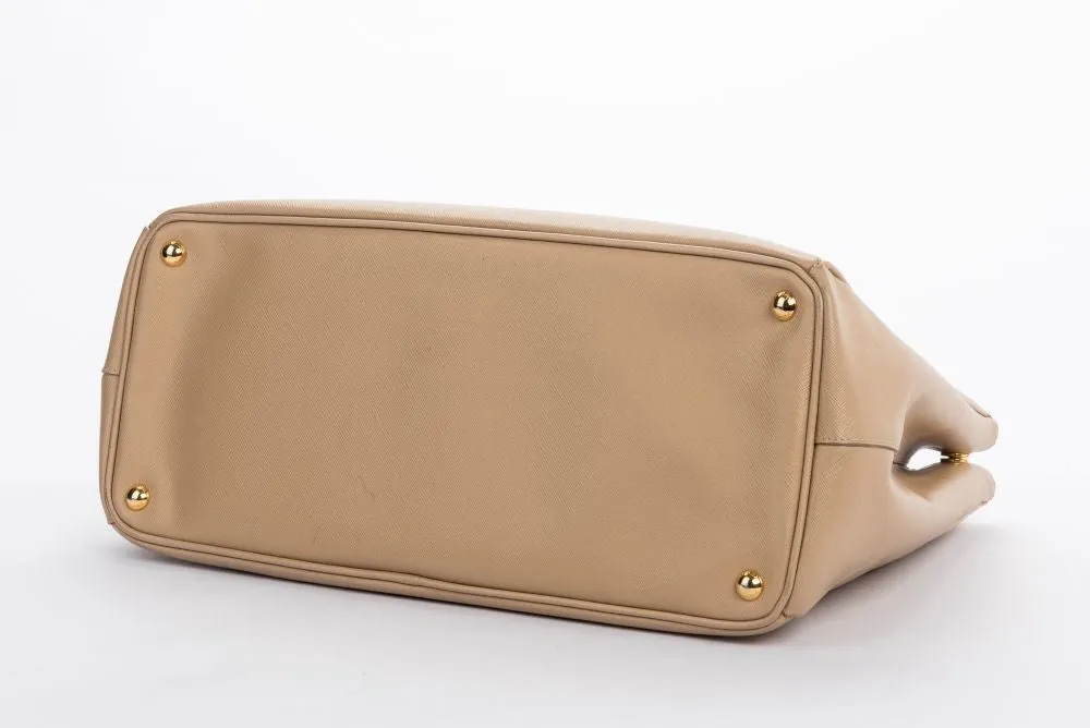 Prada BN1802 Saffiano Lux Hand Bag, Sabbia Light Cafe Color, with Dust Cover