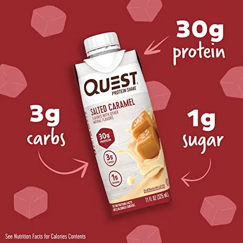 Quest Nutrition Ready to Drink Salted Caramel Protein Shake, High Protein, Low Carb, Gluten Free, Keto Friendly, 11 Fl Oz (Pack of 12)