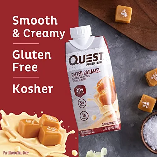 Quest Nutrition Ready to Drink Salted Caramel Protein Shake, High Protein, Low Carb, Gluten Free, Keto Friendly, 11 Fl Oz (Pack of 12)