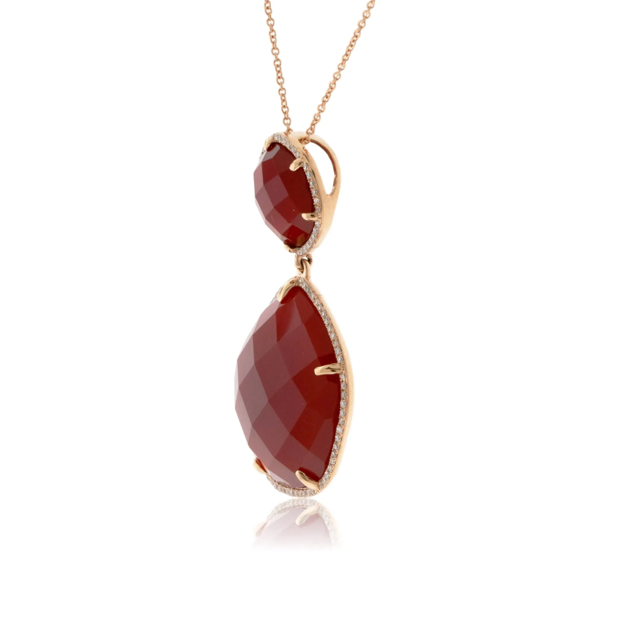 Red Agate & Diamond Double Layer Pendant