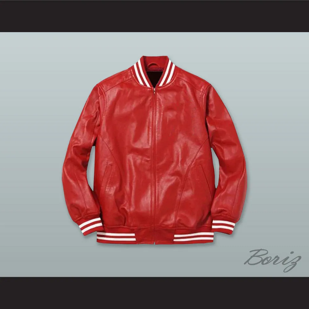 Red Lab Leather Zip Up Varsity Letterman Jacket