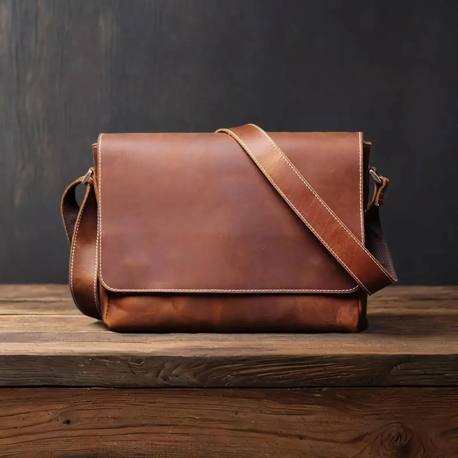 Retro Men's Genuine Leather Shoulder Bag