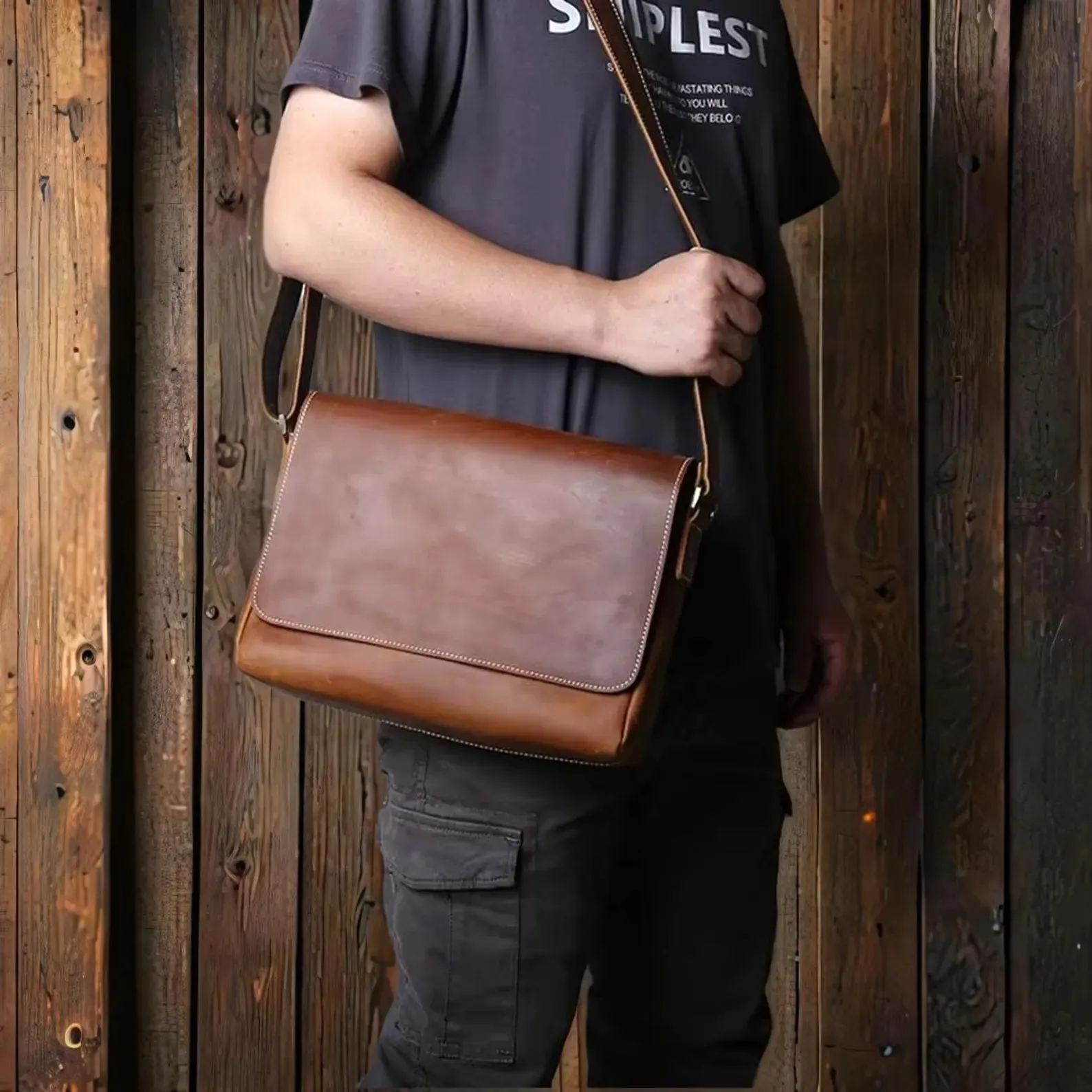 Retro Men's Genuine Leather Shoulder Bag