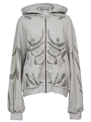 Rhinestones Zip-up Hoodie