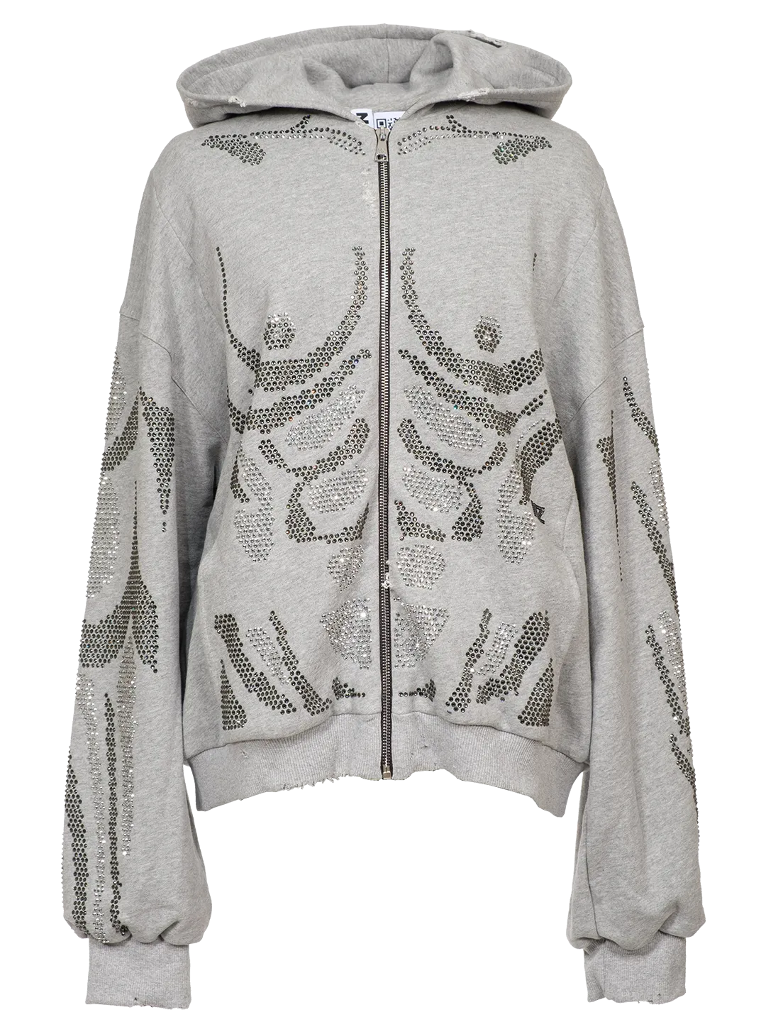 Rhinestones Zip-up Hoodie