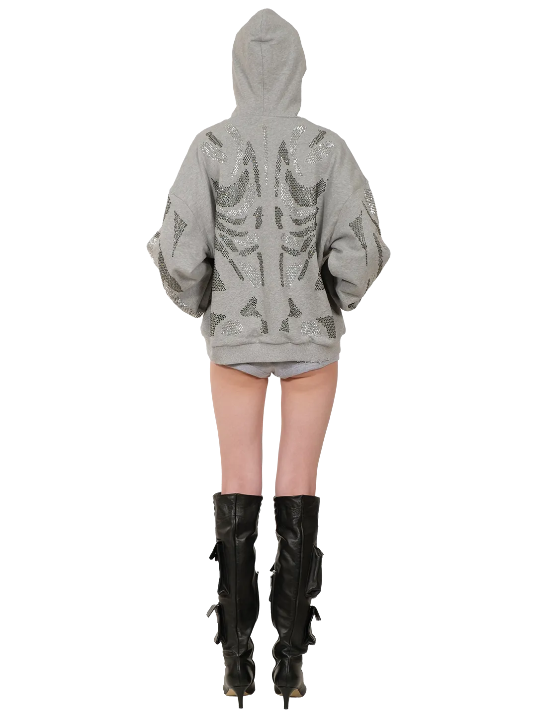 Rhinestones Zip-up Hoodie