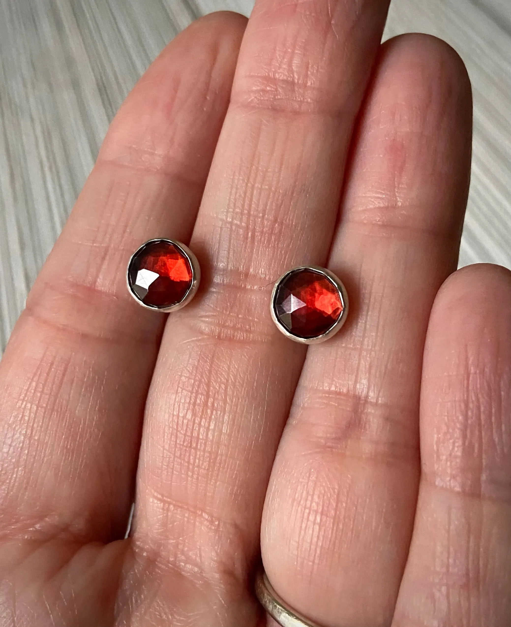 Rhodolite Garnet Stud Earrings