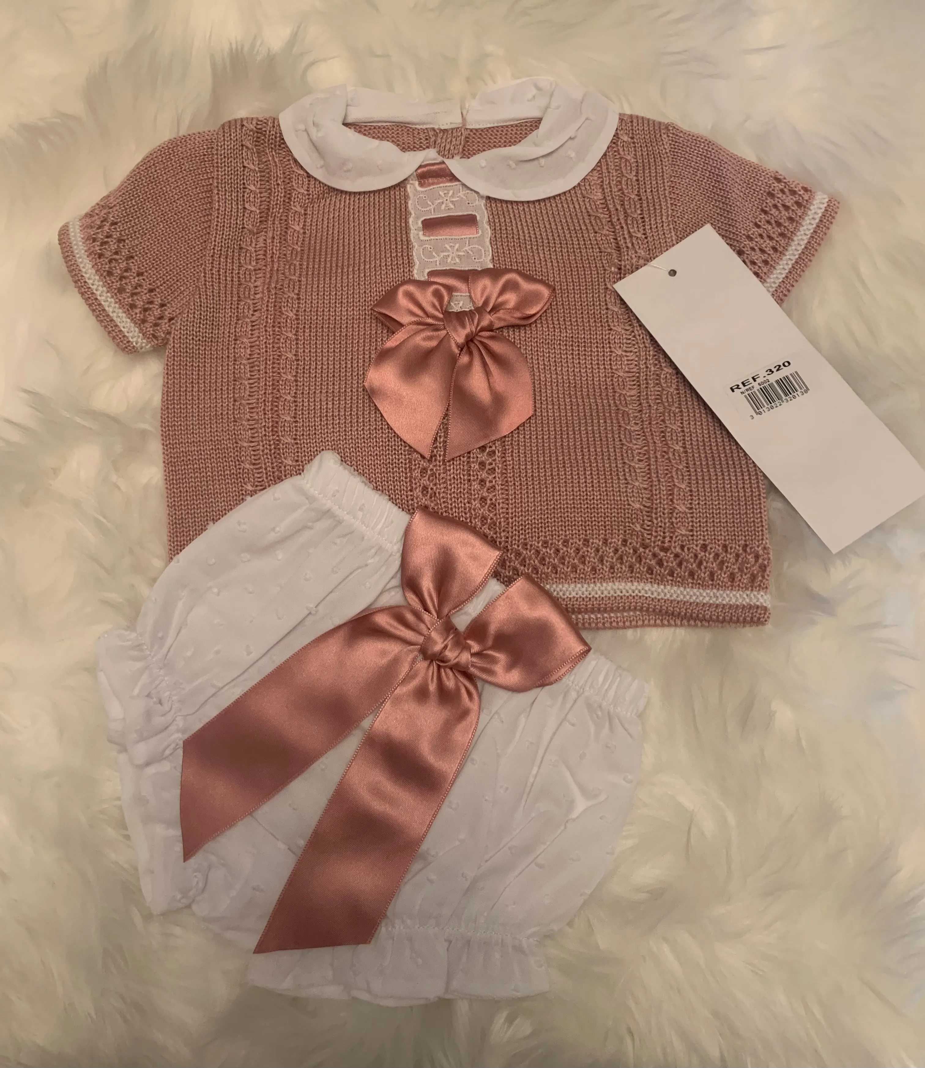 Ribbon Slot and Bow Knitted Two Piece