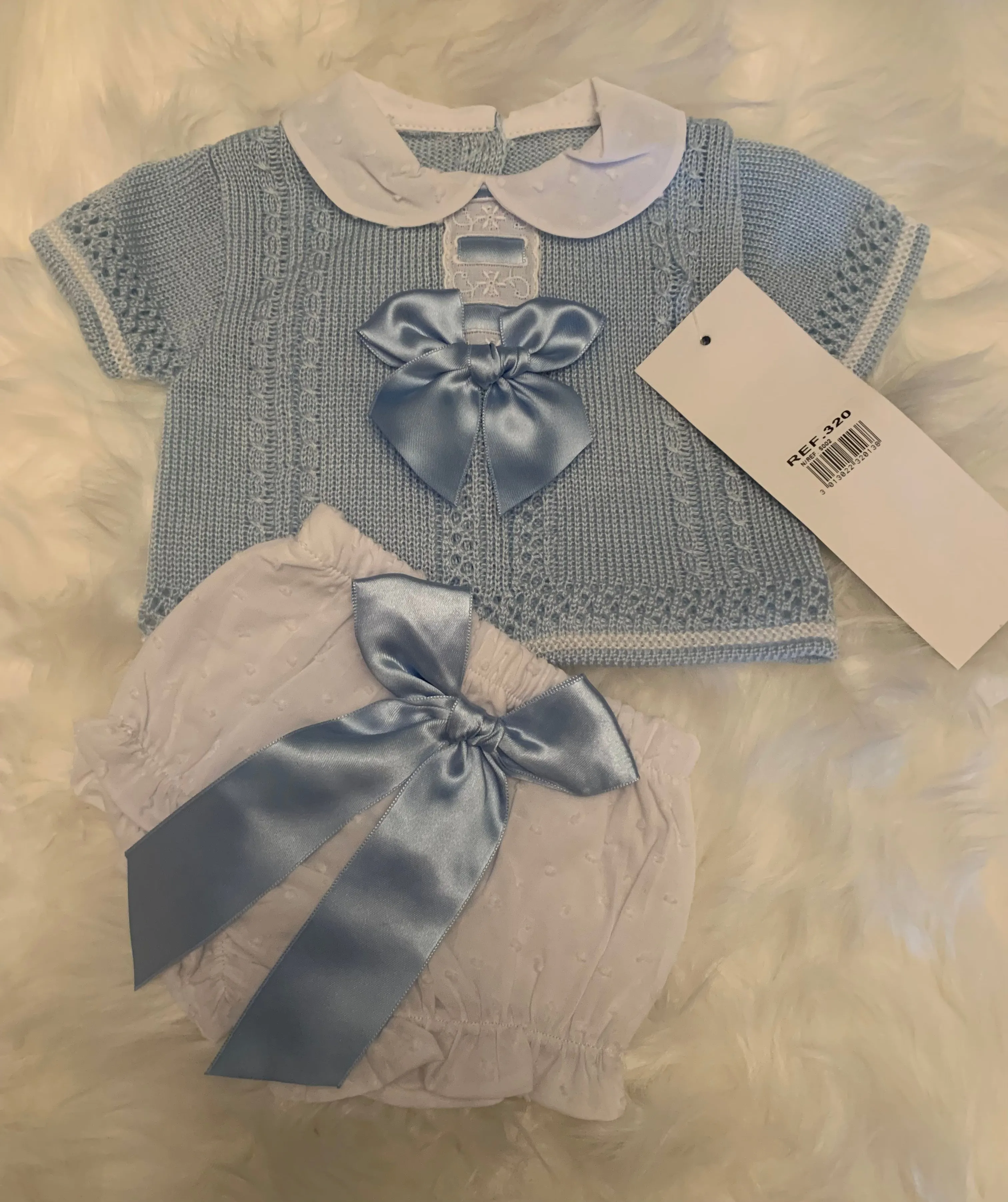 Ribbon Slot and Bow Knitted Two Piece