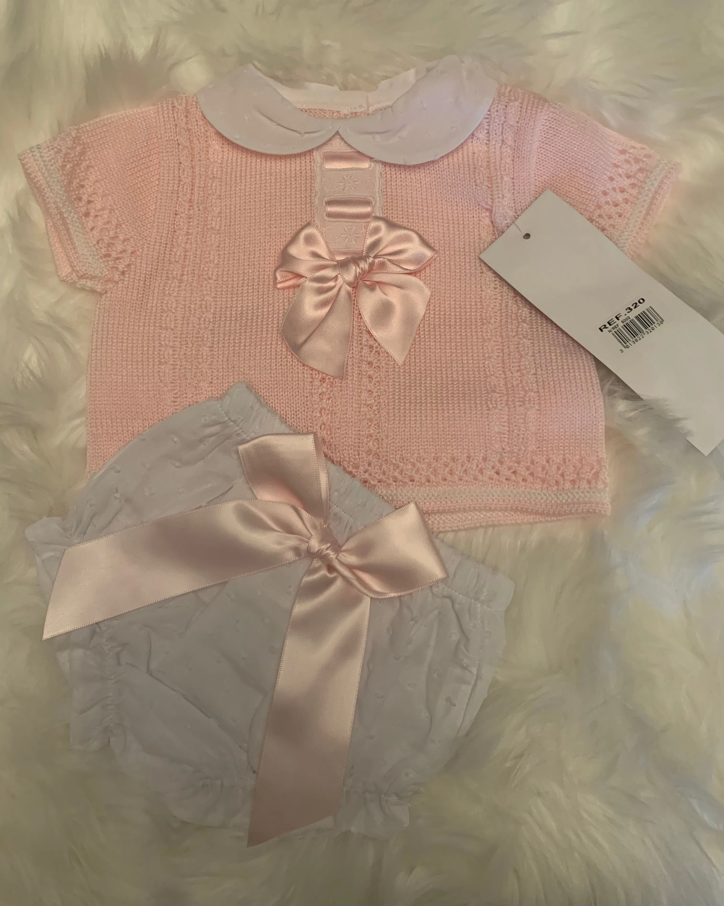Ribbon Slot and Bow Knitted Two Piece