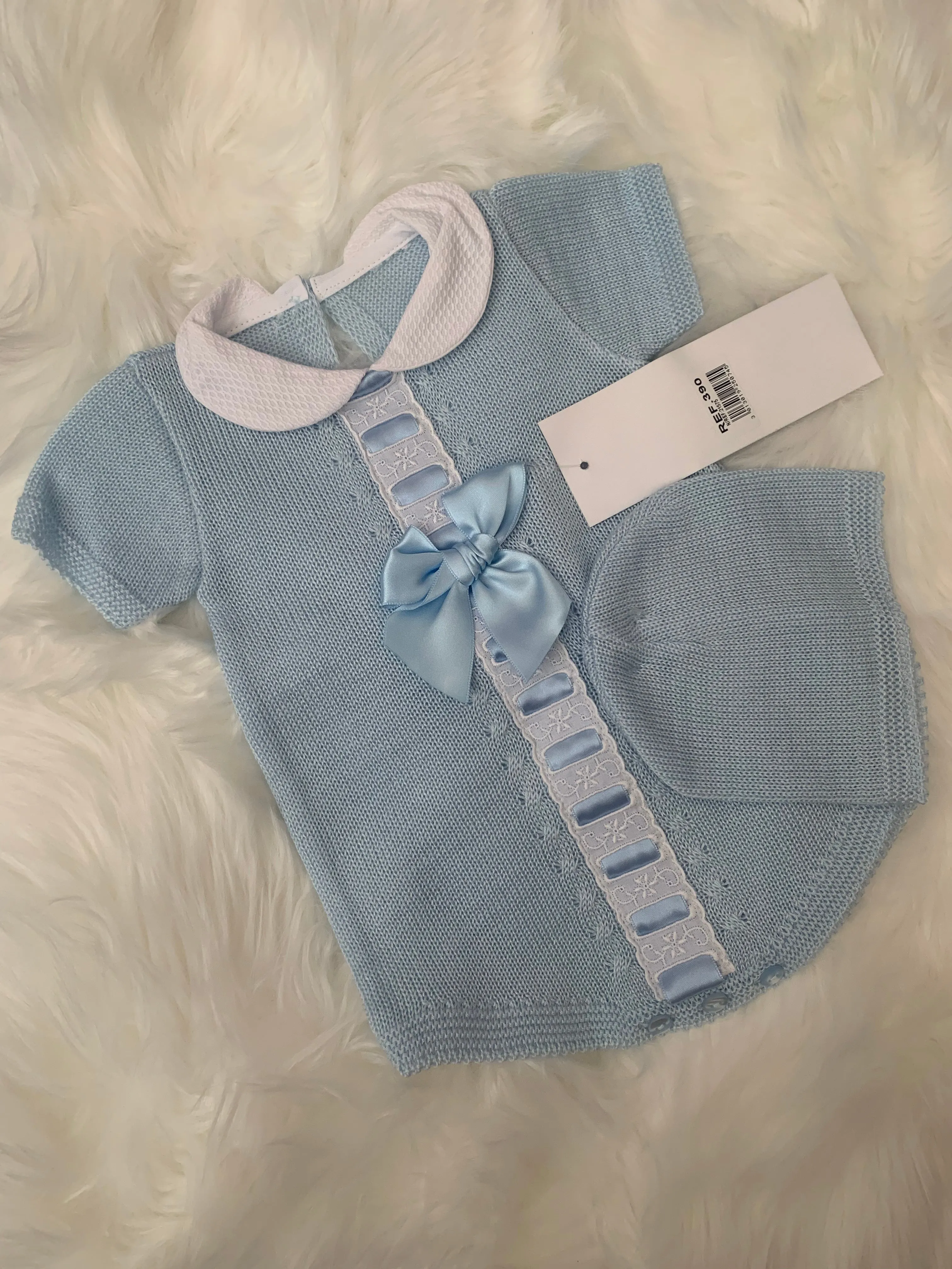 Ribbon Slot Romper and Hat Set