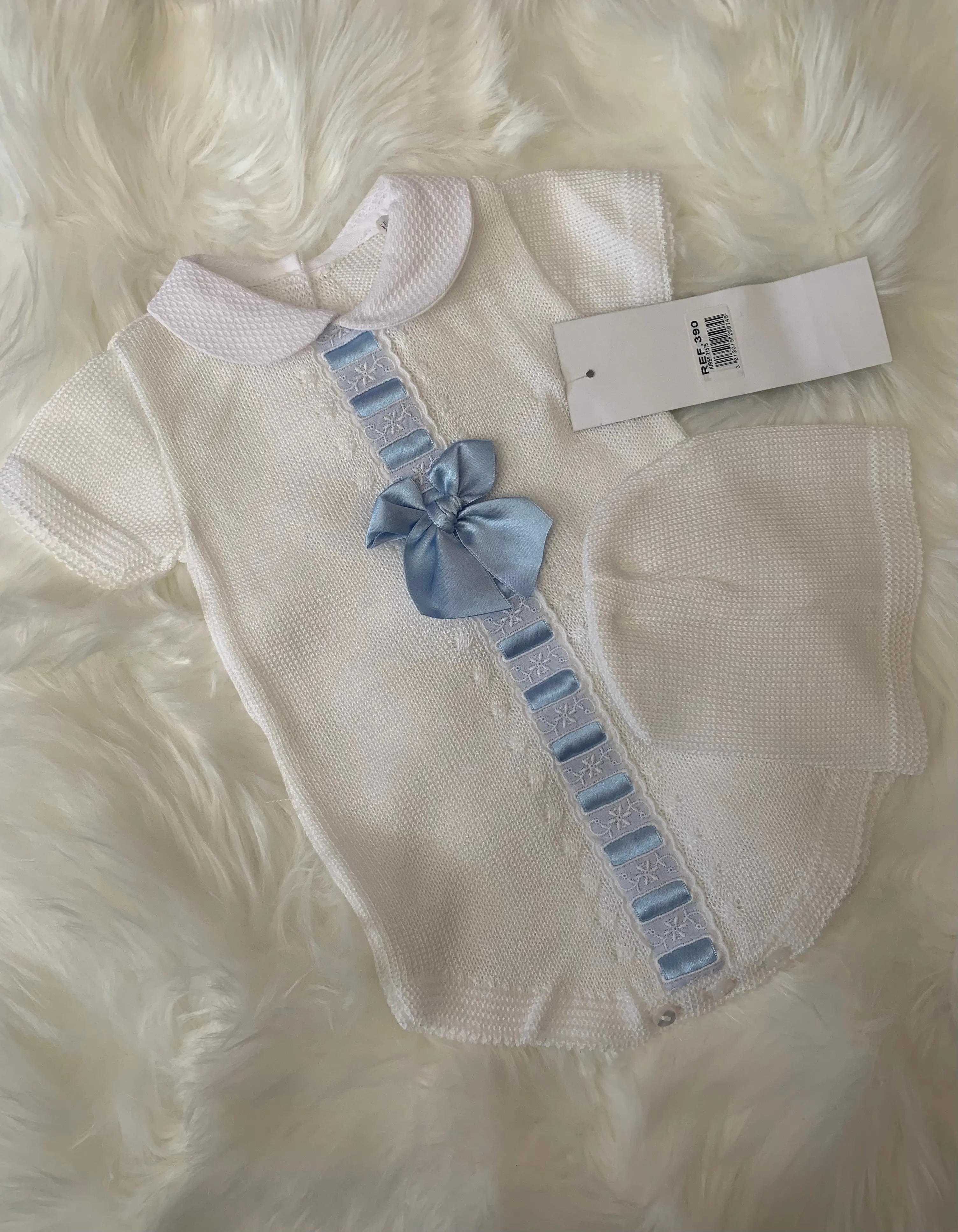 Ribbon Slot Romper and Hat Set