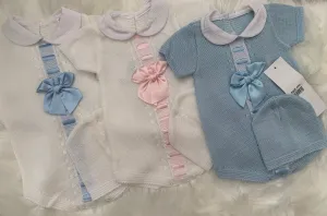 Ribbon Slot Romper and Hat Set