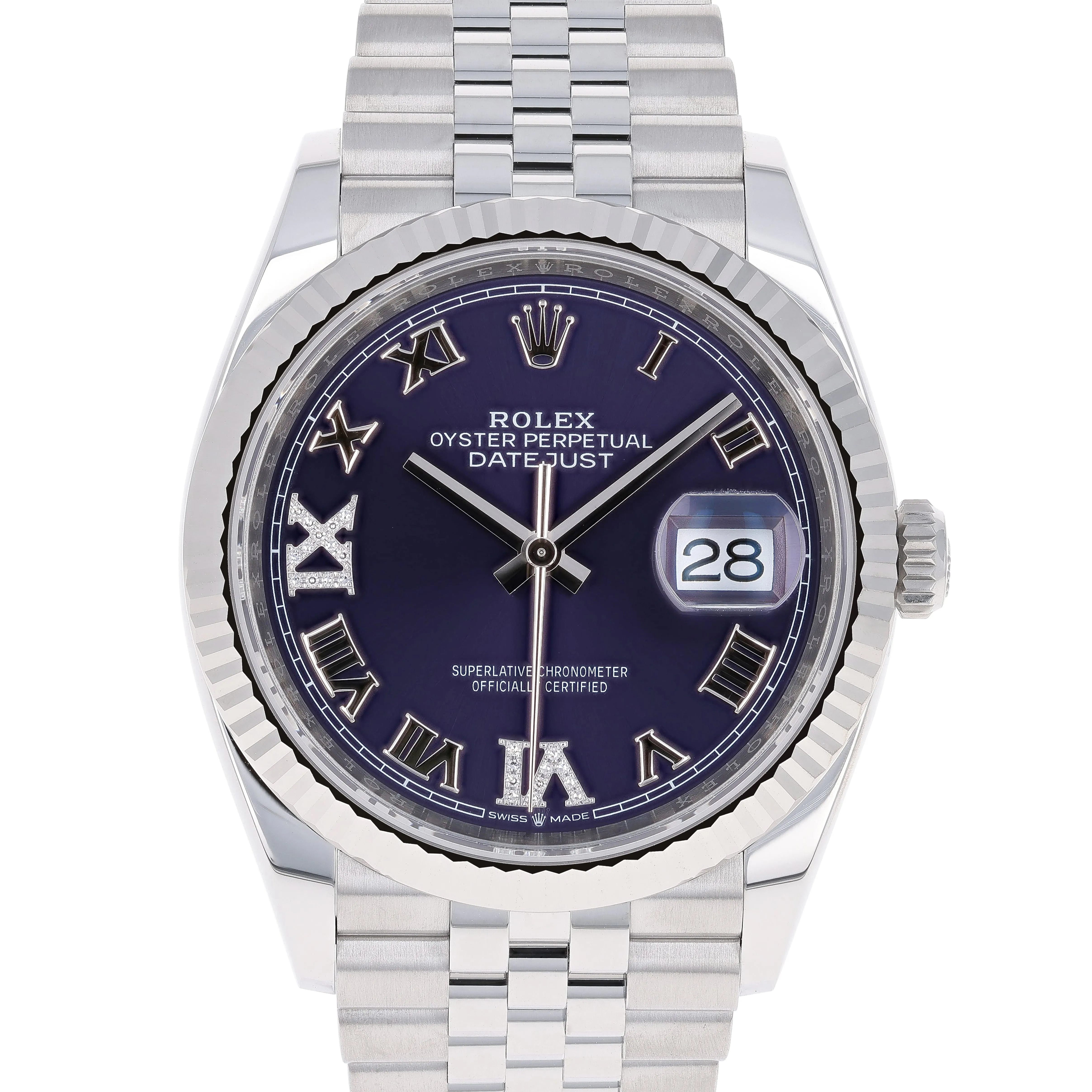 Rolex Datejust 36 mm 126234 Aubergine NEW 2024 VI IX Diamonds Jubilee