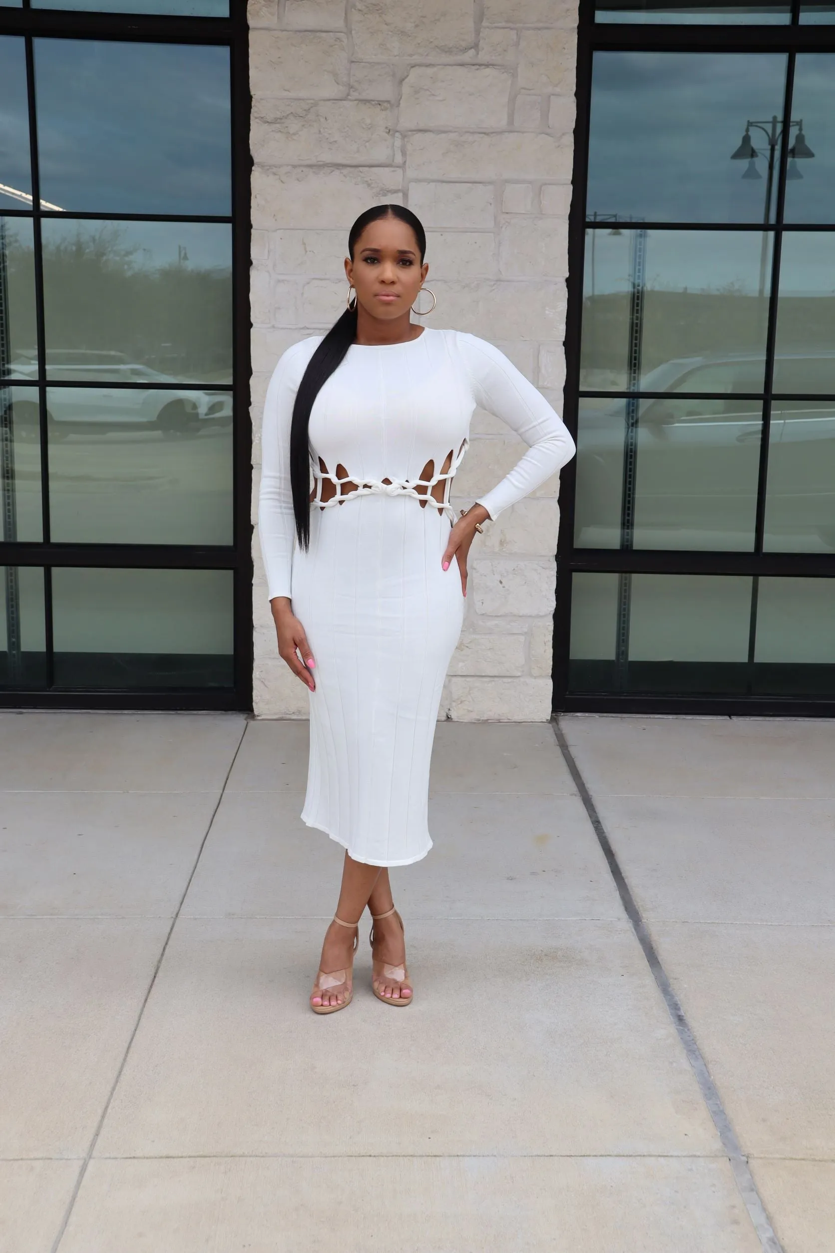 Rope Knit Cutout Dress