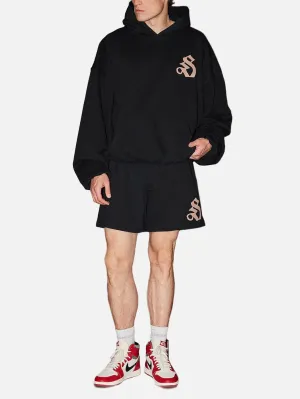 S Logo Double Layer Hoodie - Black