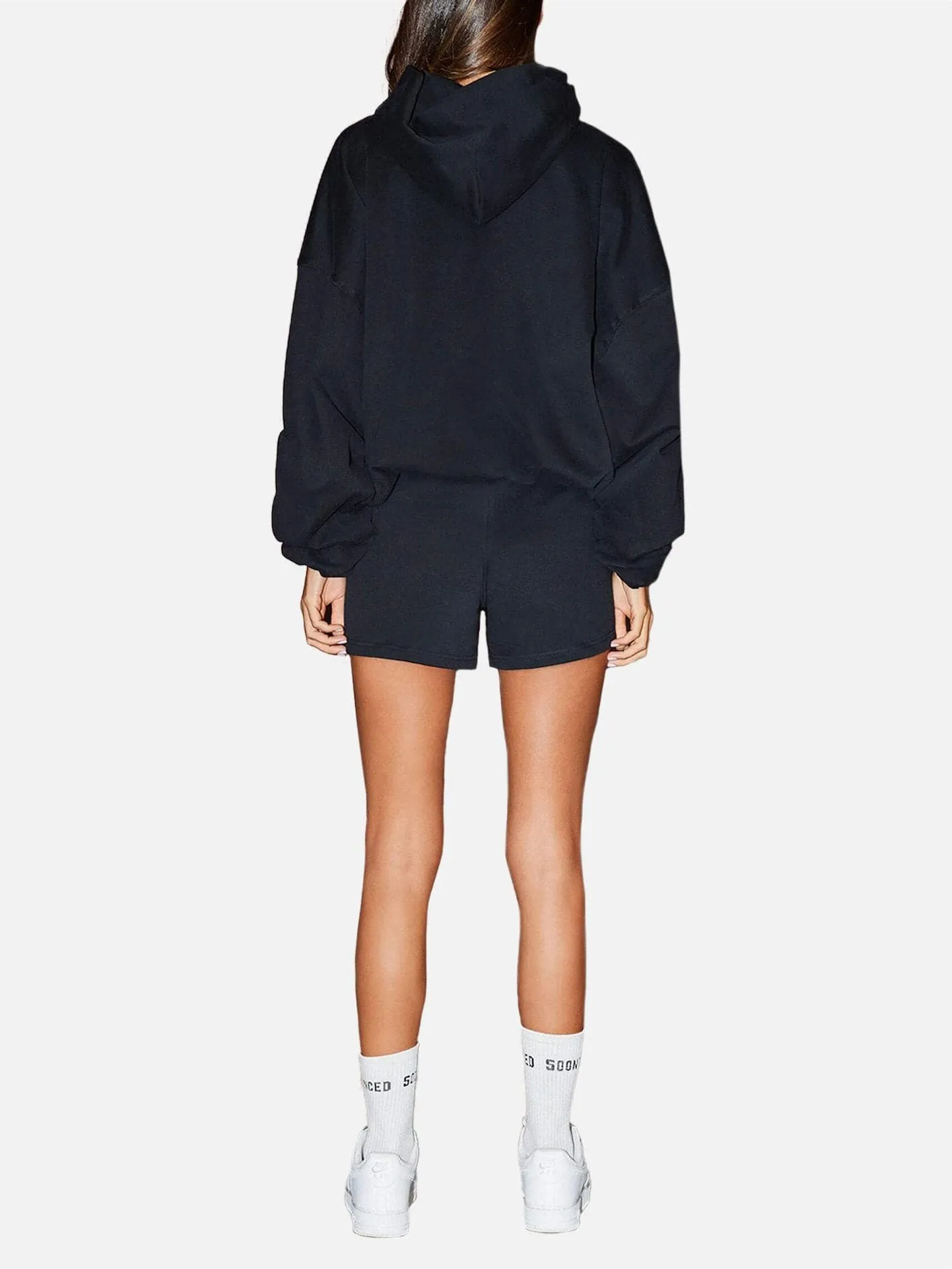 S Logo Double Layer Hoodie - Black