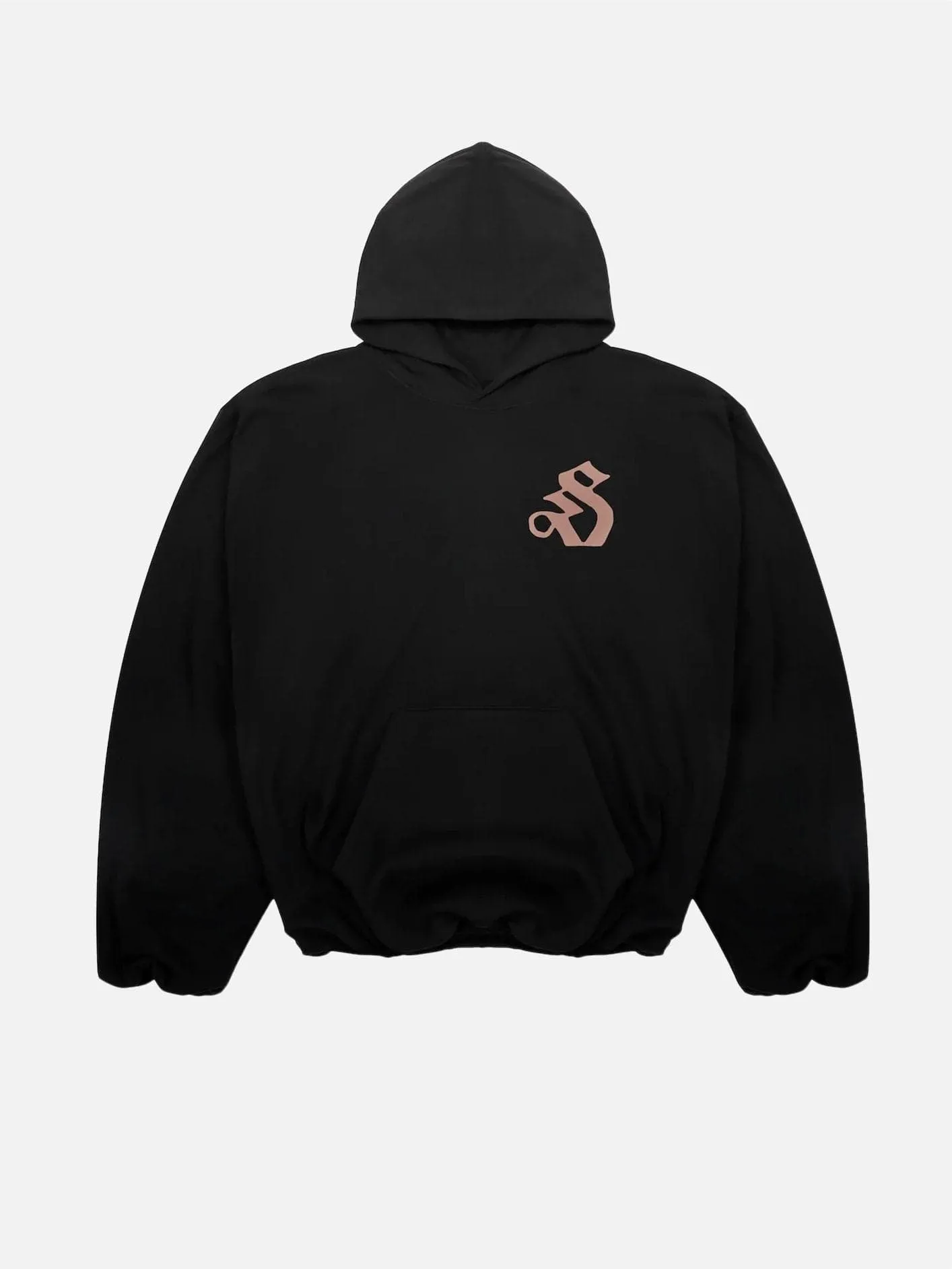 S Logo Double Layer Hoodie - Black