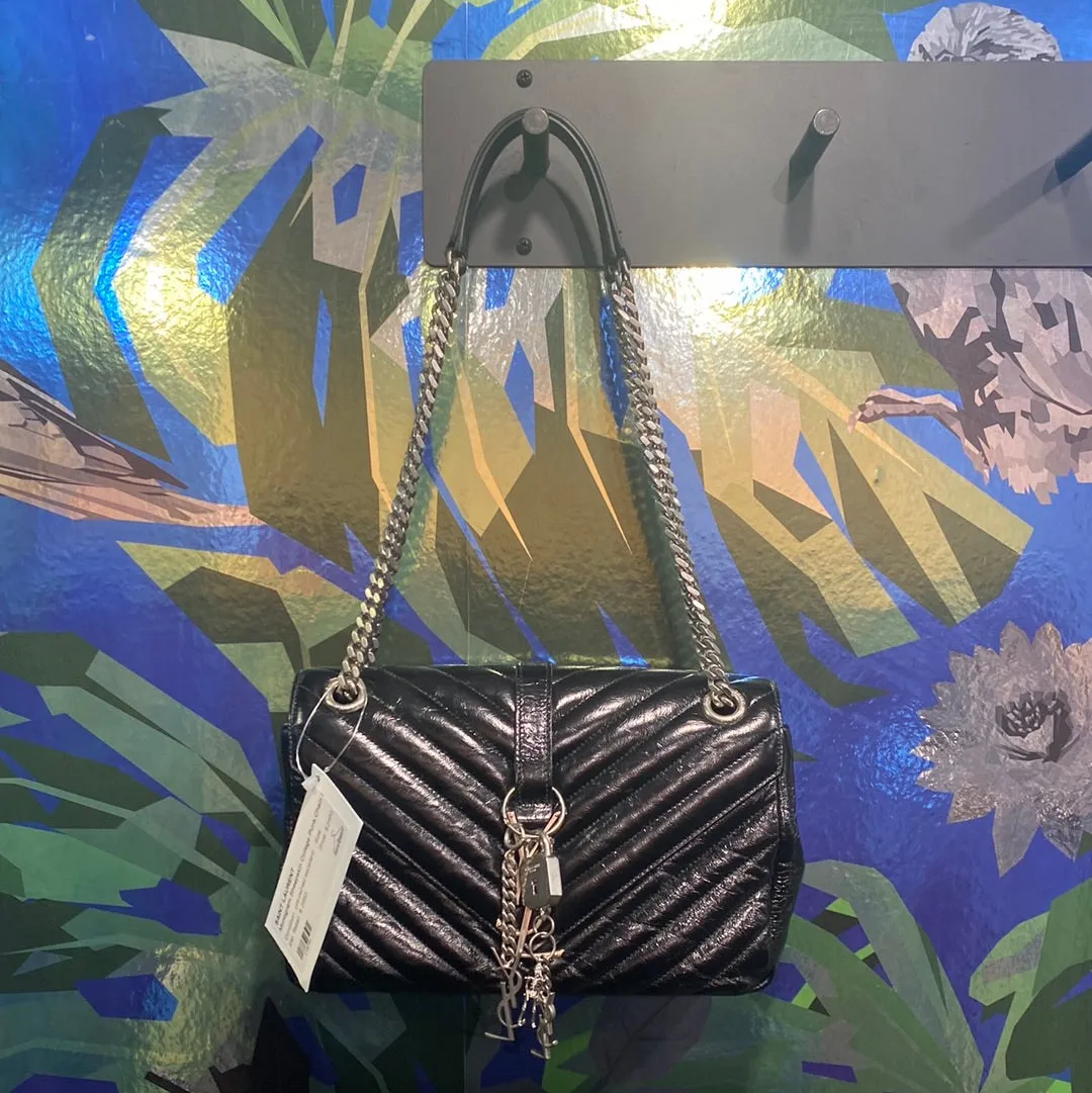 Saint Laurent Monogram Sheepskin College Punk Chain Satchel