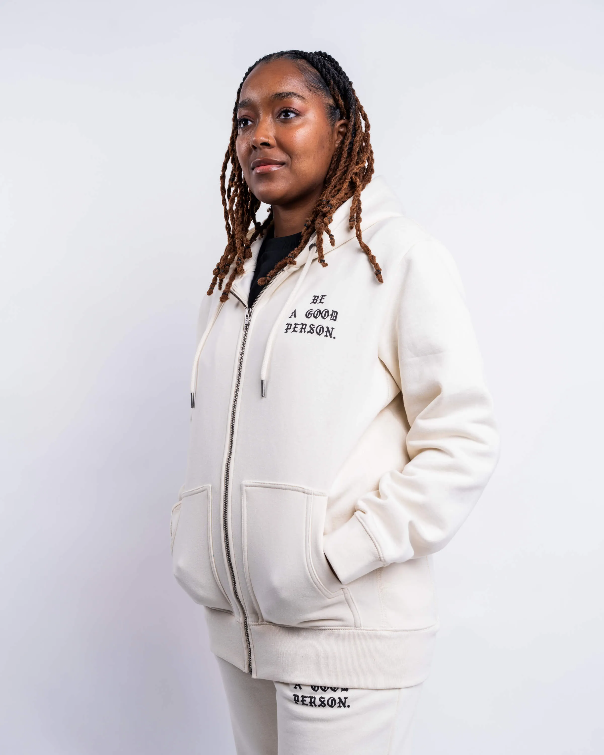 Saint Script Zip Up - Cream