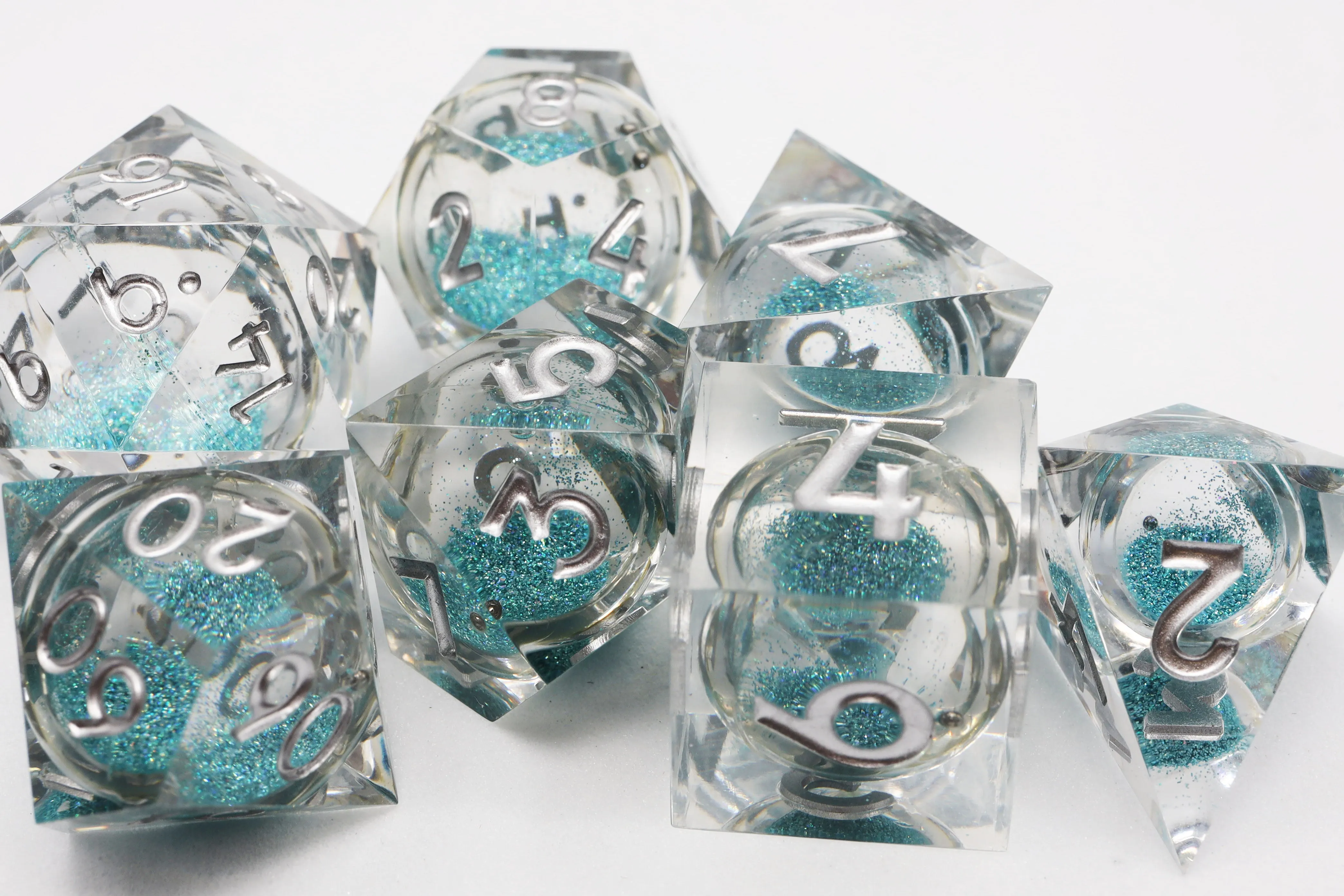 Sharp Edge Liquid Core RPG Dice Set - Sky Blue