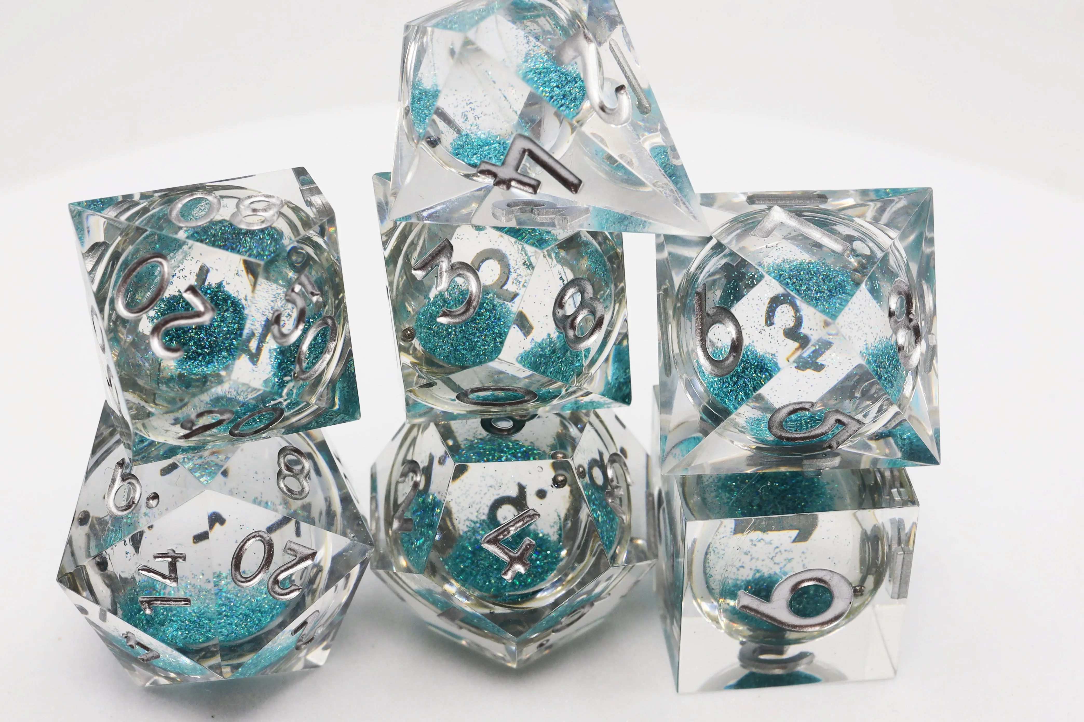 Sharp Edge Liquid Core RPG Dice Set - Sky Blue
