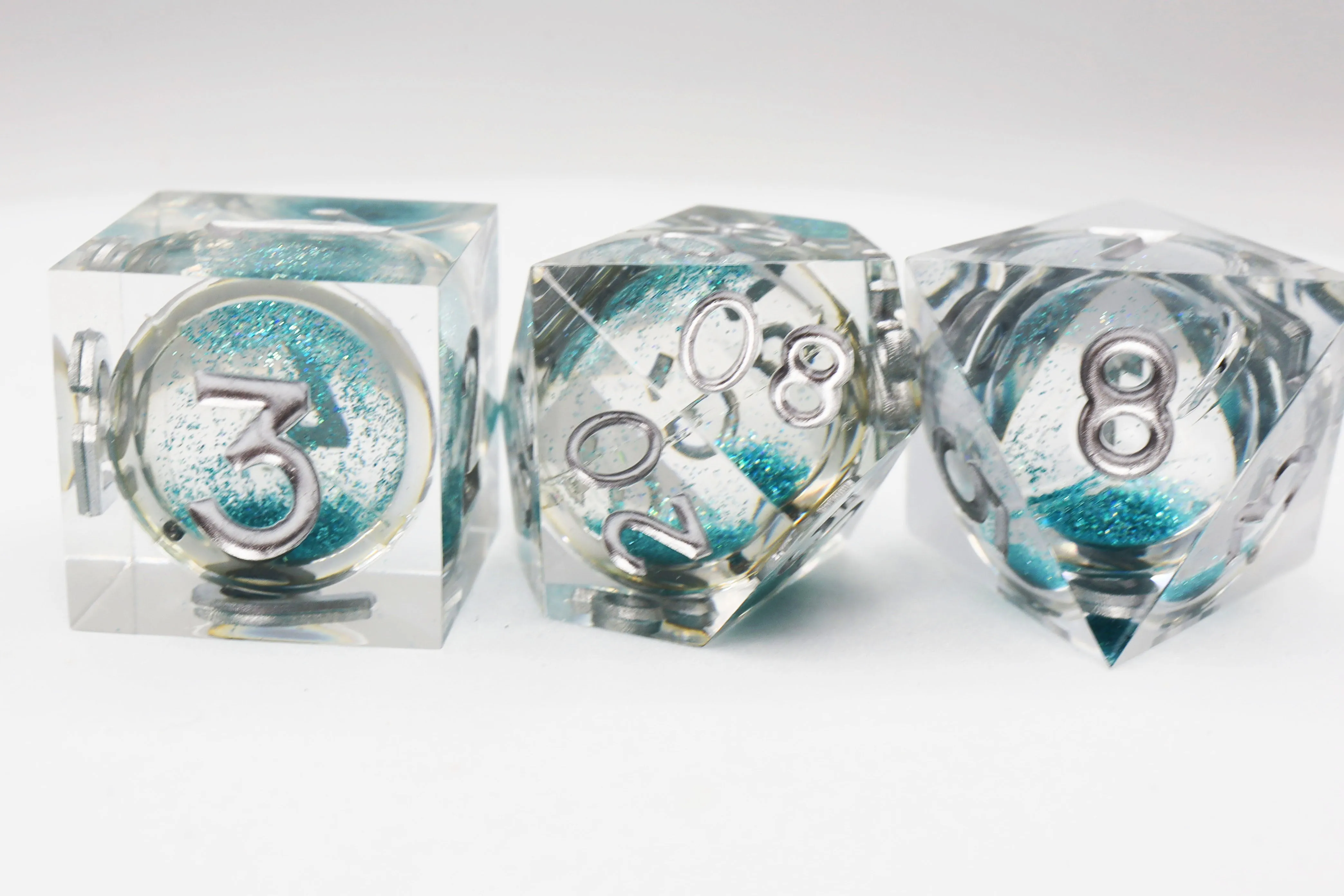 Sharp Edge Liquid Core RPG Dice Set - Sky Blue