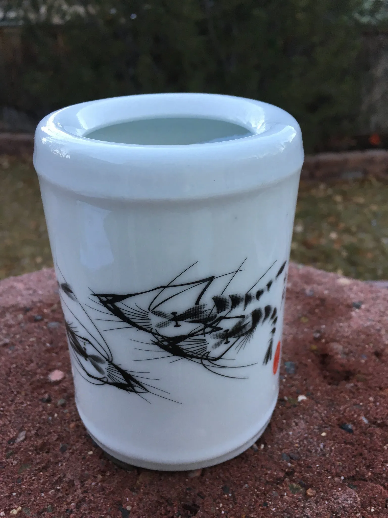 Shrimp Executive Porcelain Pen Holder for Desk