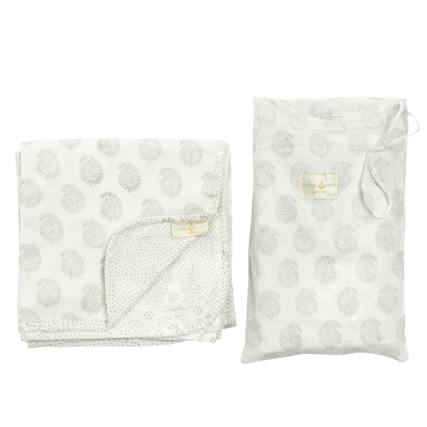 Small Paisley & Fine Dot Reversible Swaddle Blanket