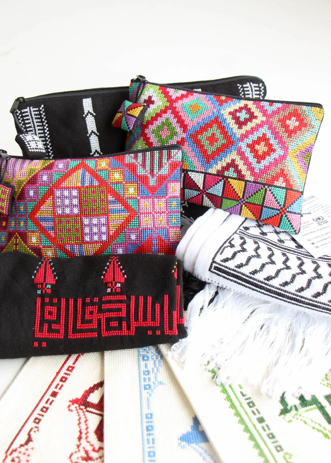 Squares clutch/pencil case by Sulafa - Made in Palestine
