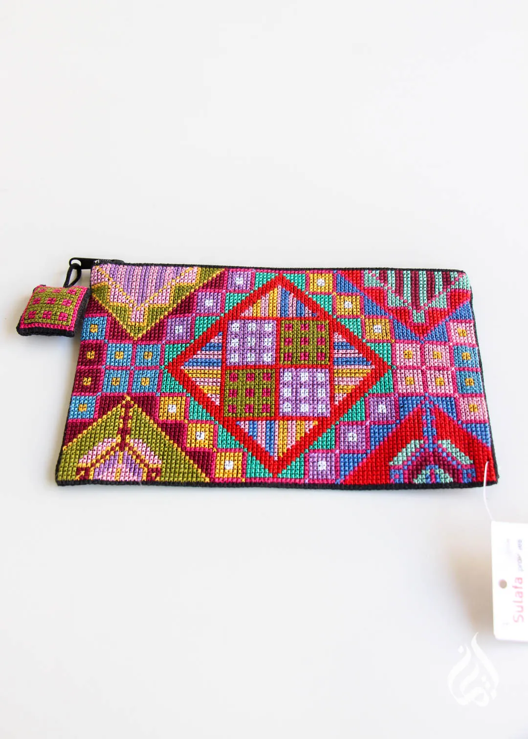 Squares clutch/pencil case by Sulafa - Made in Palestine
