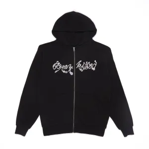 STICKY ZIP-UP HOODIE: BLACK